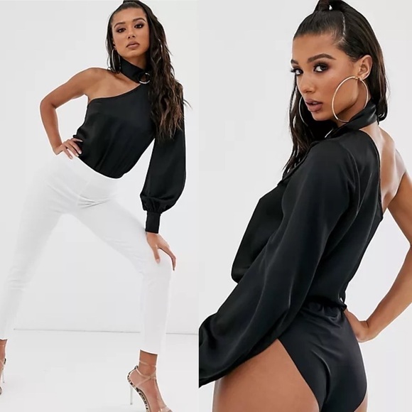 4th + Reckless Women’s black one shoulder choker bodysuit size 2 - Picture 1 of 13